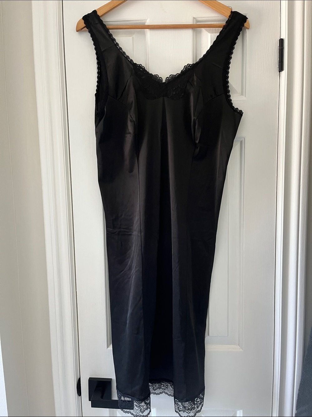 Vintage 1960s Black Lace-Trim Slip Dress